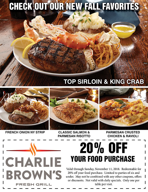 Check out our new fall menu at Charlie Brown's