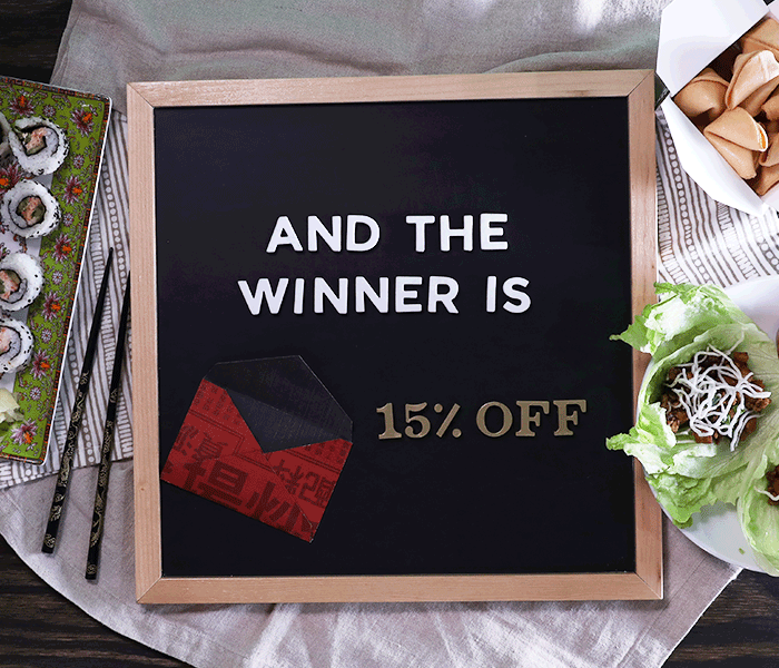 AND THE WINNER IS 15% OFF
